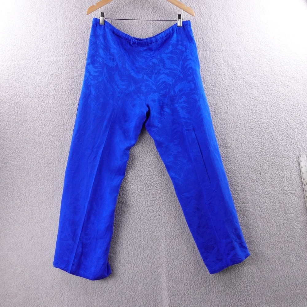 Vintage Levino Verna Silk Jacquard Pant Suit Set Royal Blue Women's M Designer - Picture 7 of 13